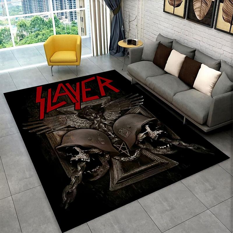 Retro Slayer Heavy Metal Rcck Band Sign Carpet Rug for Bedroom Living Room Sofa Doormat Home Decor,Kid Game Area Rug Non-slip