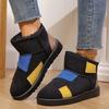 Snow Boots Women's Short Tube New Cotton Shoes Women's Color Matching Winter Velvet Thickened Sole Warm Bread Shoes