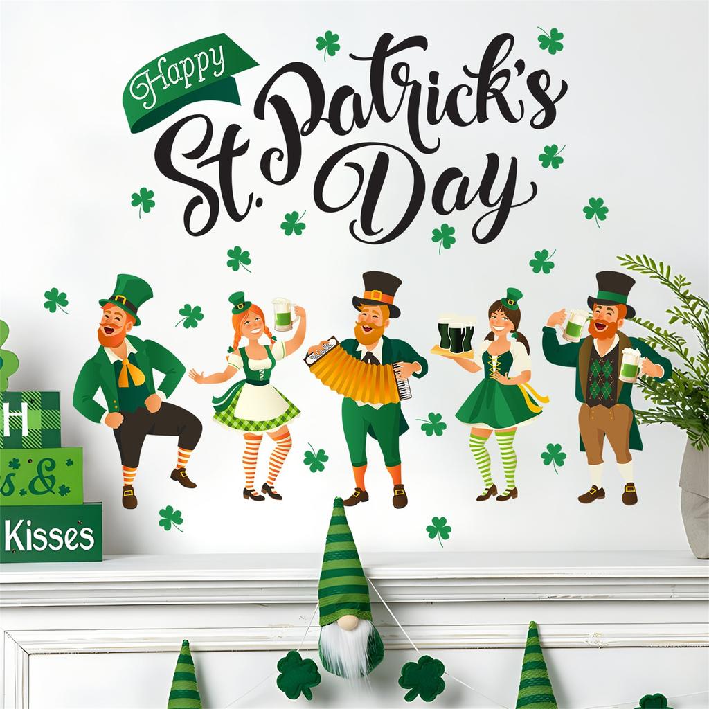 St. Patrick's Day Hat Wall Stickers Suitable for Bedroom Living Room Festive Atmosphere Decoration Stickers