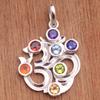 Хрустальная подвеска с исцелением, подвеска Рейки, серебряная подвеска, ювелирные изделия ручной работы, подвеска Ом, серебро 925 пробы, подвеска из 7 камней