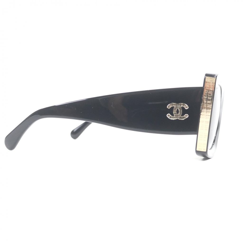 Very Good CHANEL sunglasses COCO Mark Rectangle Shape Eyewear black Used