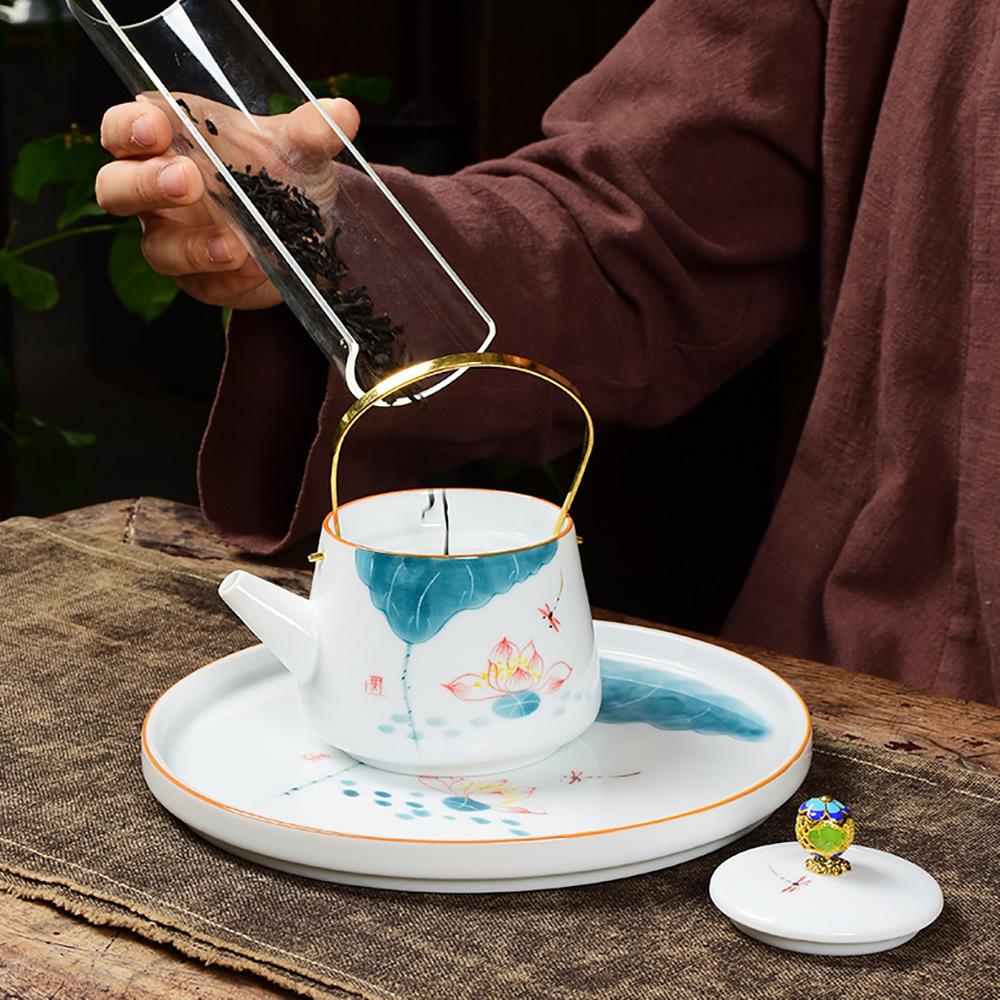 Hand Painted Lifting Beam Pot Teapot Puer Tea Teapots Tea Ceremony Set Heated Kettle Kettle Oriental Moroccan Teapot Clay Gaiwan