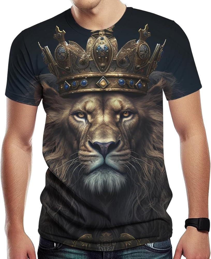 Girren Men039;s Lion Graphic T-Shirt Summer Fashion Tee Top Shirt Design T-Shirts S Unisex T-Shirt