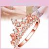 Элегантное корейское кольцо-корона с покрытием из розового золота и сверкающими драгоценными камнями для женской модной бижутерии