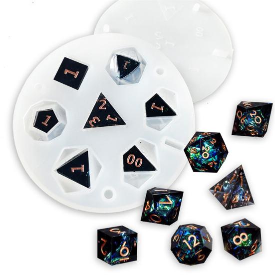 Большие формы из смолы для кубиков DND для изготовления кубиков своими руками, 7 полостей, многогранная силиконовая форма со стереоскопическим дизайном, формы из эпоксидной смолы для настольной настольной игры