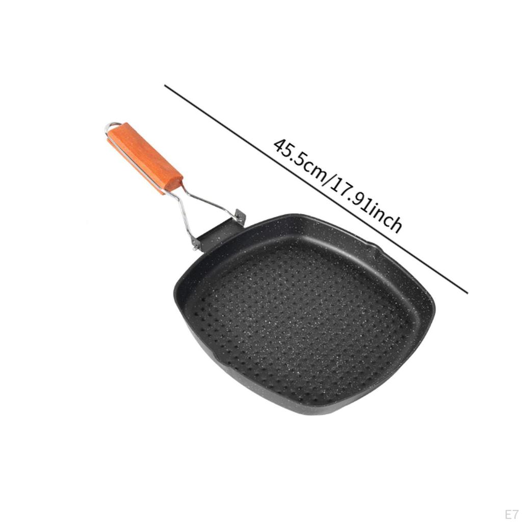 Сковорода для стейков Посуда Утолщенная Легкая С антипригарным покрытием Складная ручка для кухни