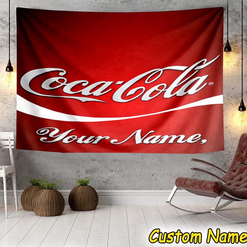 Custom Name Cola Classic Beverage Tapestry Room Decoration Wall Hanging for Living Room Bedroom, dormitory, Birthday and Christmas gifts