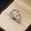 Fashion Plated Rose Gold Flower Ring European and American Retro Plated Silver Color Separation Engagement Wedding Ring