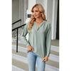 Весенне-осенняя женская блузка, однотонный свободный топ с длинными рукавами на пуговицах и v-образным вырезом