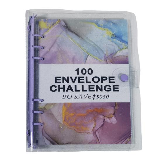 Книга-переплет для экономии денег на 100 дней с водонепроницаемыми мягкими гибкими конвертами для наличных денег