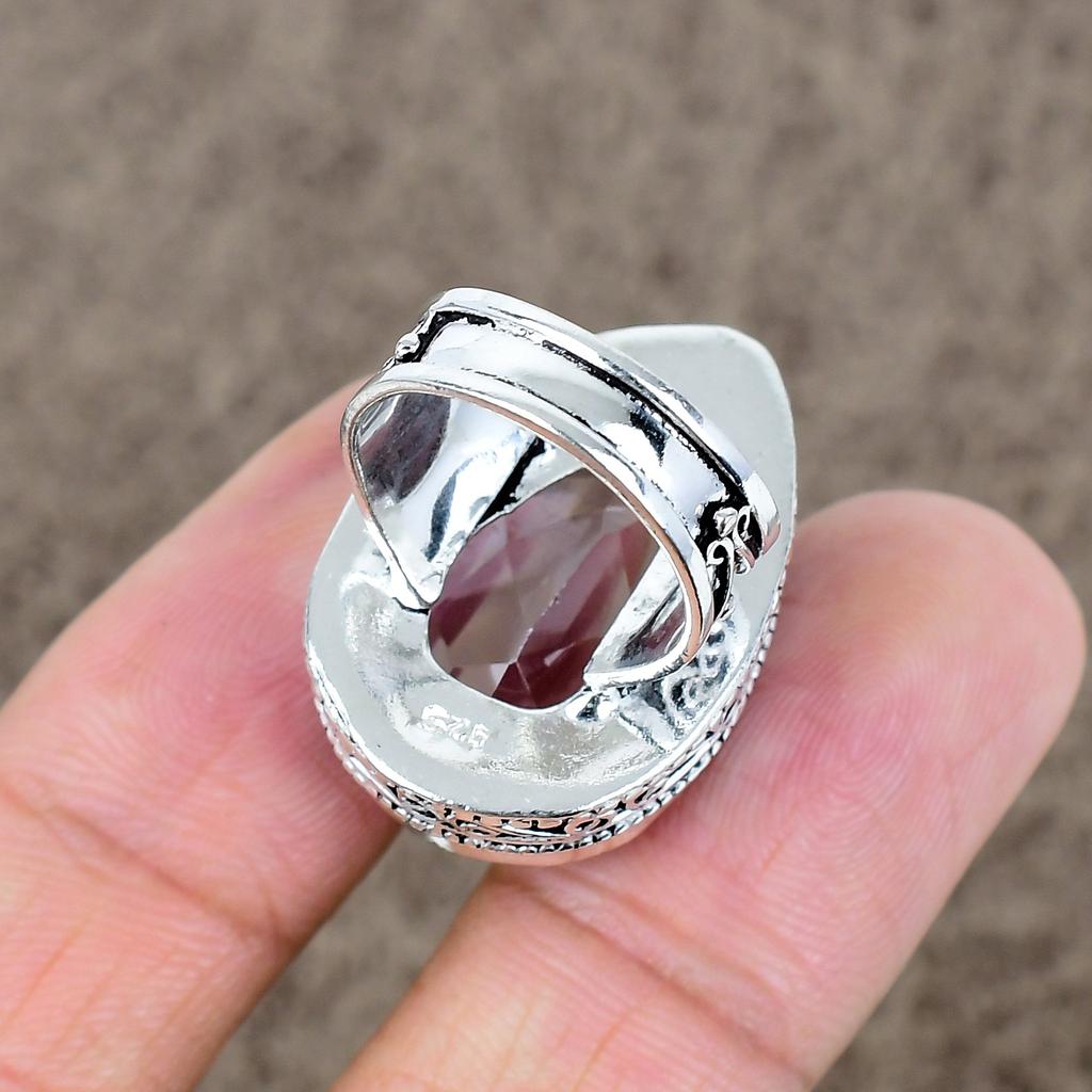 Pink Kunzite Genstone Handmade 925 Sterling Silver Jewelry Ring Size 6.5 KKG-475