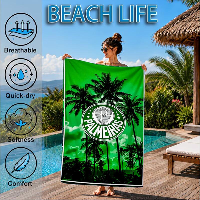Fc Crest Design Printed Microfiber Beach Towel, Soft And Absorbent, Quick-Dry, Ideal for Summer Travel, Beach Essential, Swimming Pool