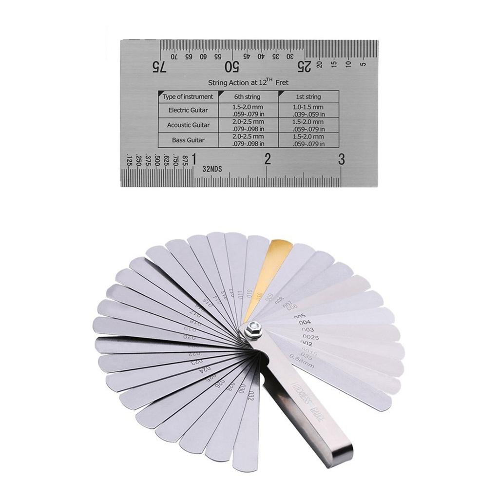Линейка для измерения струн, 32 щупа, накладка на гриф, защита ладов
