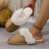 Women's Large-size Bag Head Comfortable Soft Bottom Thickened Fluff Warm Home Indoor and Outdoor Slippers Cotton Shoes Women