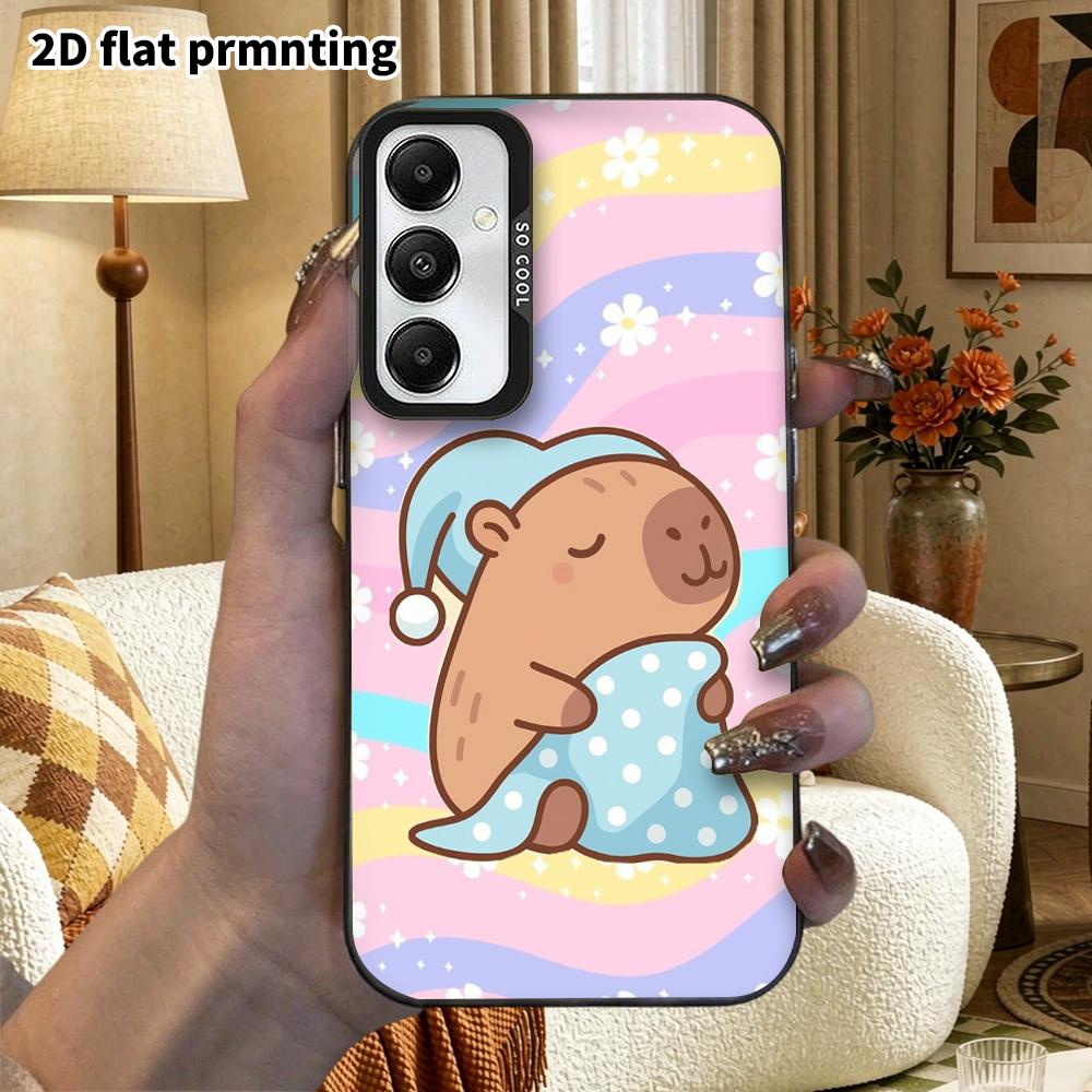 Phone Case: 2D Flat Samsung Galaxy A34 A35 M05 M06 S20 S22 S21 FE Plus 5G Protective Case, Couples Style, Pajama Capybara, Christmas and Halloween Gif