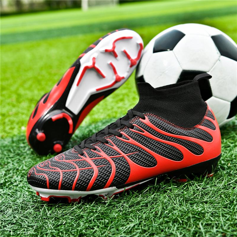 HOHO FAIR Soccer Shoes Large Size 35-45 Men's/Children's High-top Long-nailed Outdoor Anti-slip Football Boots