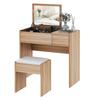 Dressing Table With Flip Up Mirror And Cushioned Stool Makeup Vanity Desk With Hidden Compartments And Storage Drawer Convertible Writing Table For