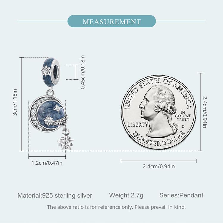 WOSTU Очаровательные лунные бусины со звездами и галактиками из стерлингового серебра 925 пробы в стиле темной ночи, подходят для изготовления женских браслетов и браслетов своими руками, ювелирных изделий