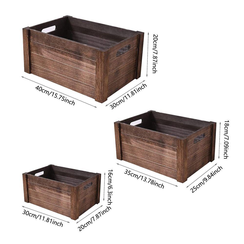 Wooden Storage Boxes Handcrafted Organizer Bin Farmhouse Style Wood Basket Vegetable
