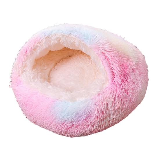 Теплый полузакрытый домик для питомца с плюшевой подкладкой, складной дизайн, нескользящее дно, снимающая стресс лежанка для питомца