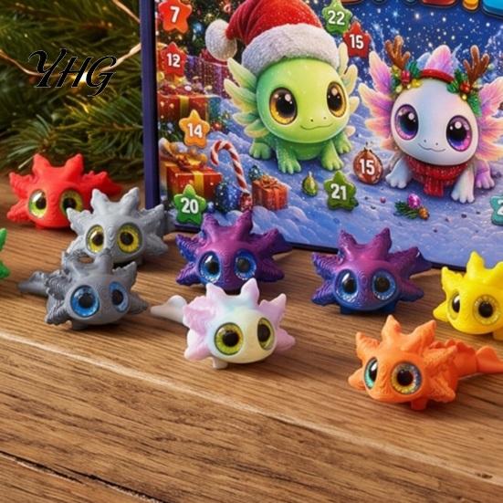 Collectible Salamander Toys Axolotl Advent Calendar 2026, 3D Printed Jointed Flexible Toys, 24 Days Interactive Figures Christmas Countdown