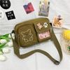Canvas Small Bag Japanese Ins Women Shoulder Bag Cute Funny Personality Embroidery Bear Girl Student Transparent Messenger Bag