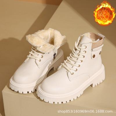 Женские зимние теплые меховые ботинки большого размера, утолщенные, на толстой подошве, ботильоны, нескользящие, для пешего туризма, спортивные ботинки Мартин