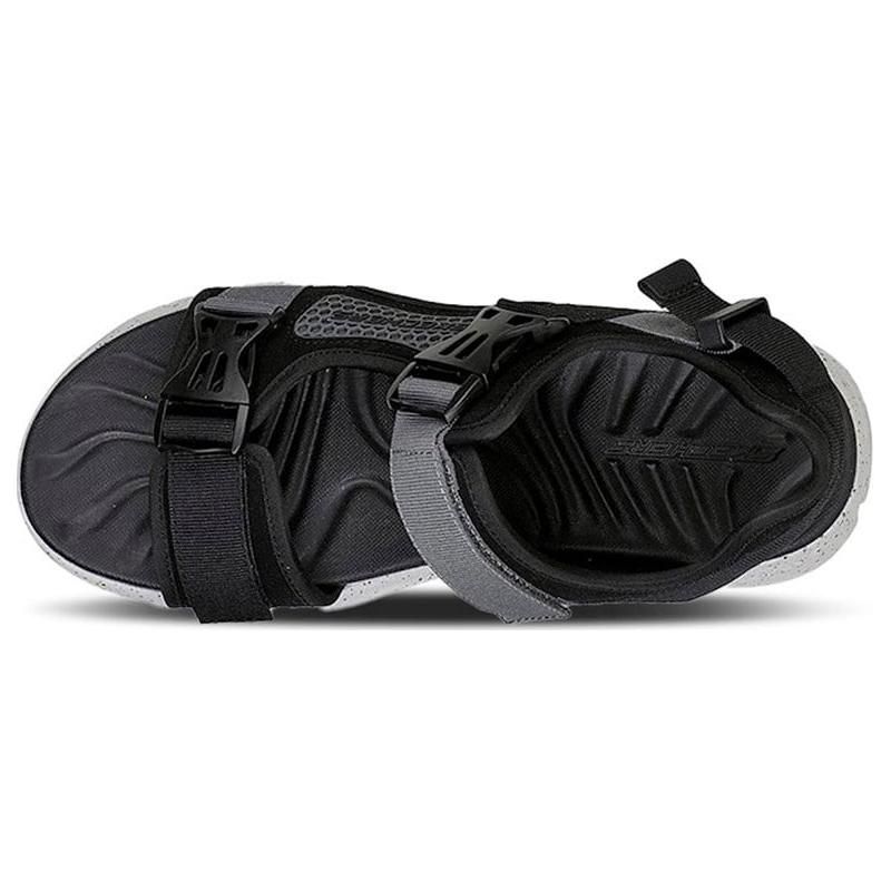 Skechers Спортивные шлепанцы для рыбалки Stamina Streamer Кожаная ткань Модные легкие сандалии Мужские сандалии Черный Серый 237396-BKGY