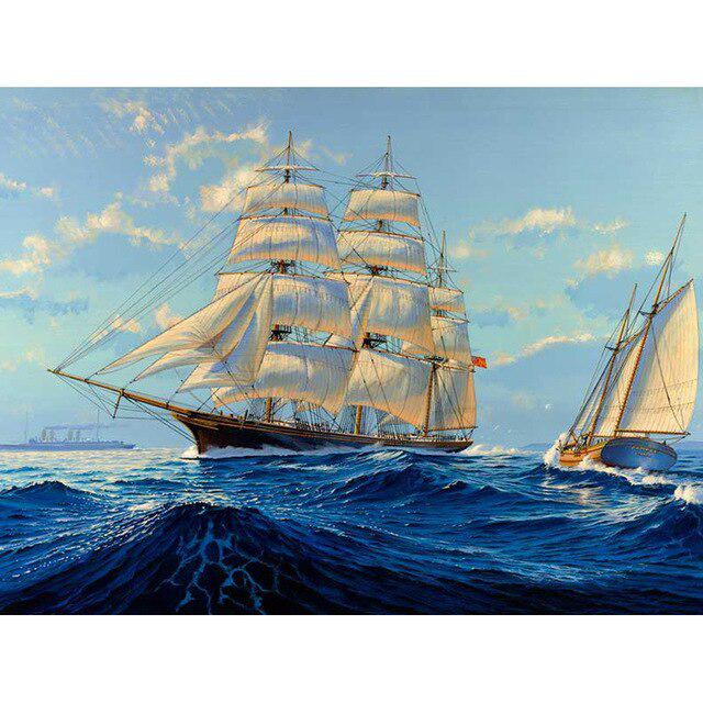 Алмазная мозаика корабль