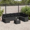 9-piece Garden Sofa with Beige Poly Rattan Cushions, 2-seater Garden Sofa with Black Poly Rattan Cushions 3345833