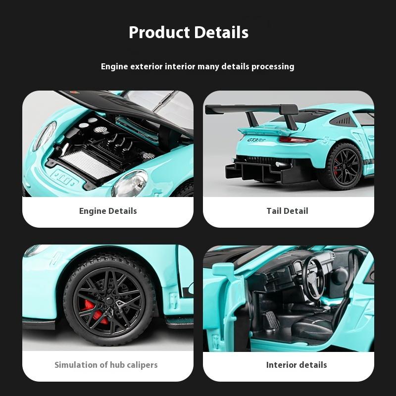 Модель легкосплавного автомобиля Porsche GT3 RS в масштабе 1/32 с инерционным механизмом в стиле ретро, игрушка мечты для любителей гонок, идеально подходит для детей и коллекционеров