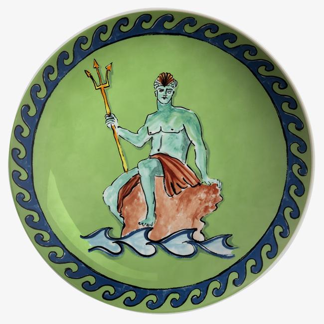 Italian Ginori 1735 Poseidon Tour Plate Ceramic Decorative Ornaments Dish Living Room Bedroom Background Wall Hanging Plate