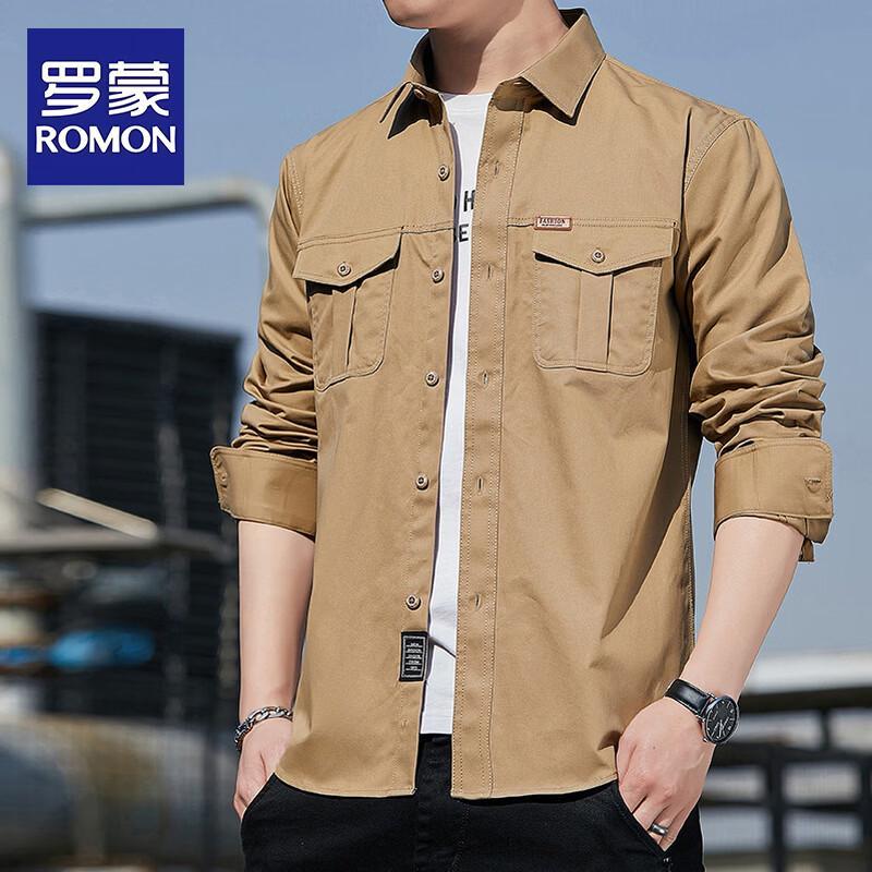 ROMON Men's Casual Cargo Shirt Jacket