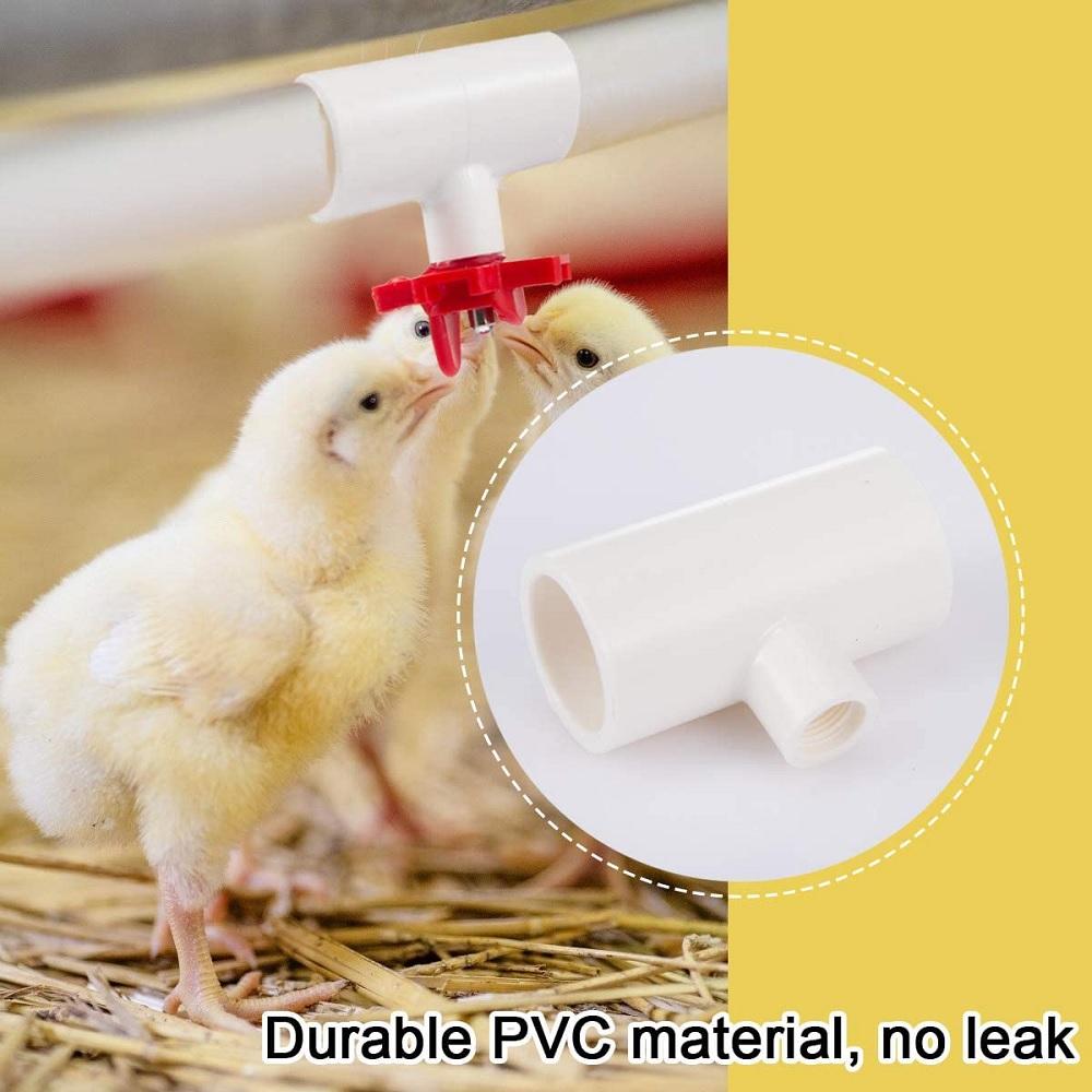 20PCS 1/2" PVC Tee Automatic Poultry Waterer Drinker Cups Chicken Water Nipples