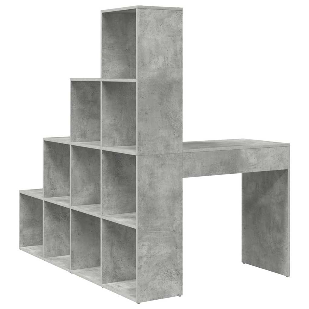 L shaped Desk with Shelf Concrete Grey 101.5 x 149.5 x 149.5 cm