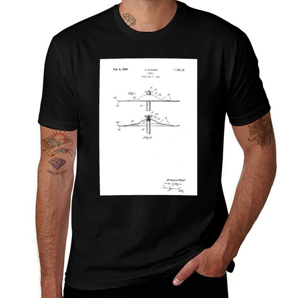A Zildjian Cymbal US Patent Drawing Design TShirt Novelty Graphic Tee Shirt