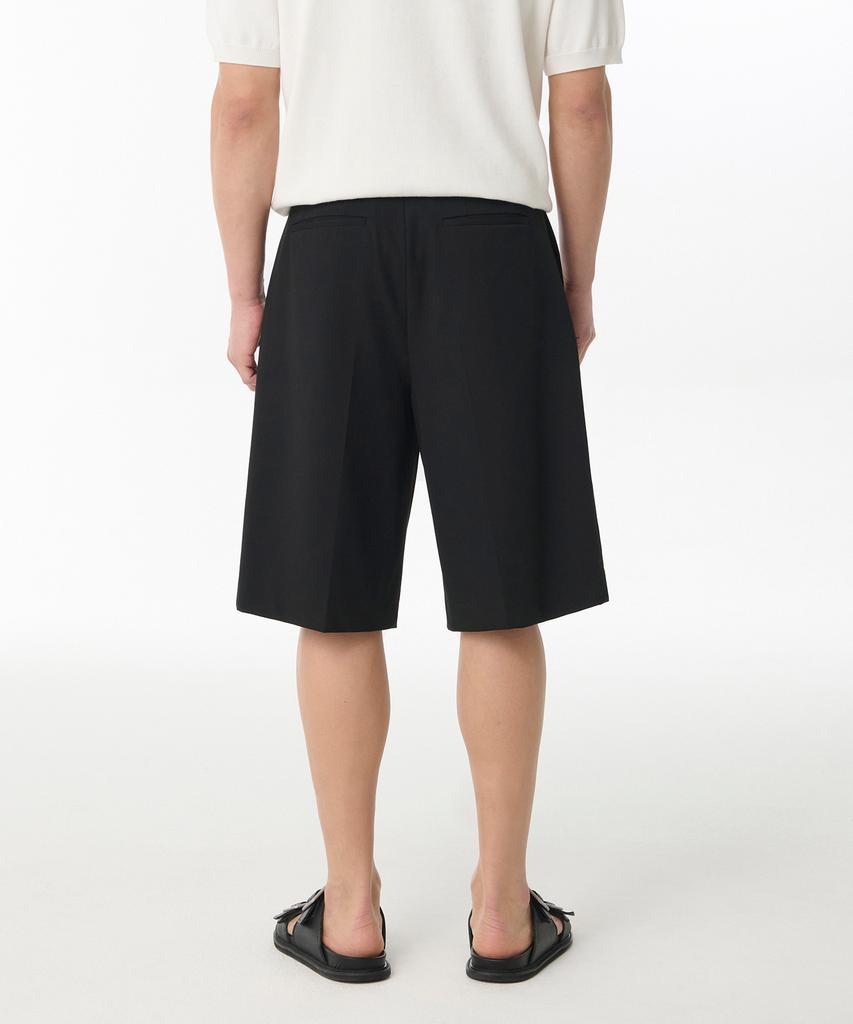 MUSINSA STANDARD Wide Bermuda Hidden Banding Half Slacks [Black]
