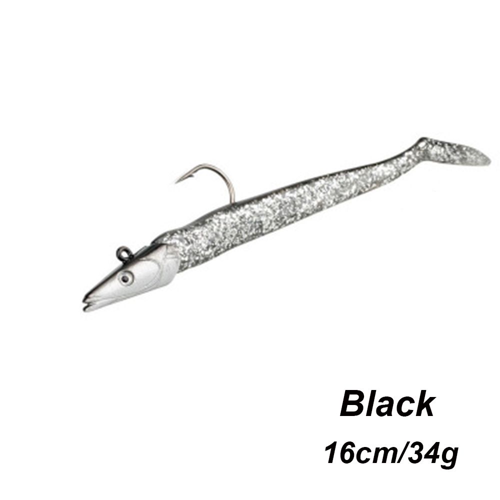 Durable 10g 19g 34g Luminous Worm Barbed Hook Fish Eel Lure Lead Jig Head Artificial Soft Bait