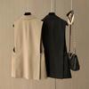 Женский деловой жилет с отложным воротником, застежкой на одну пуговицу, без рукавов, средней длины, формальный офисный наряд, однотонный кардиган, жилет, наряд для рабочего места