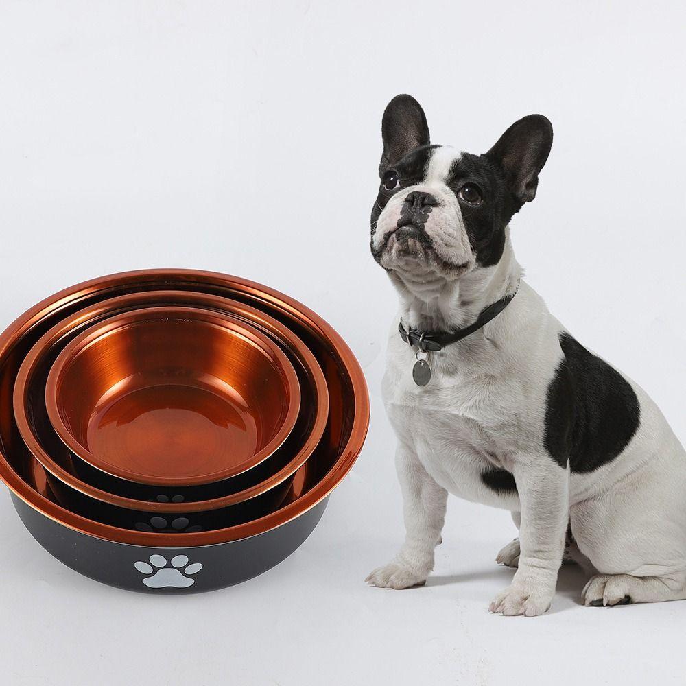 Large Capacity Dog Stainless Steel Food Bowl Cartoon Dog Feeding Basin  For Cats Puppy