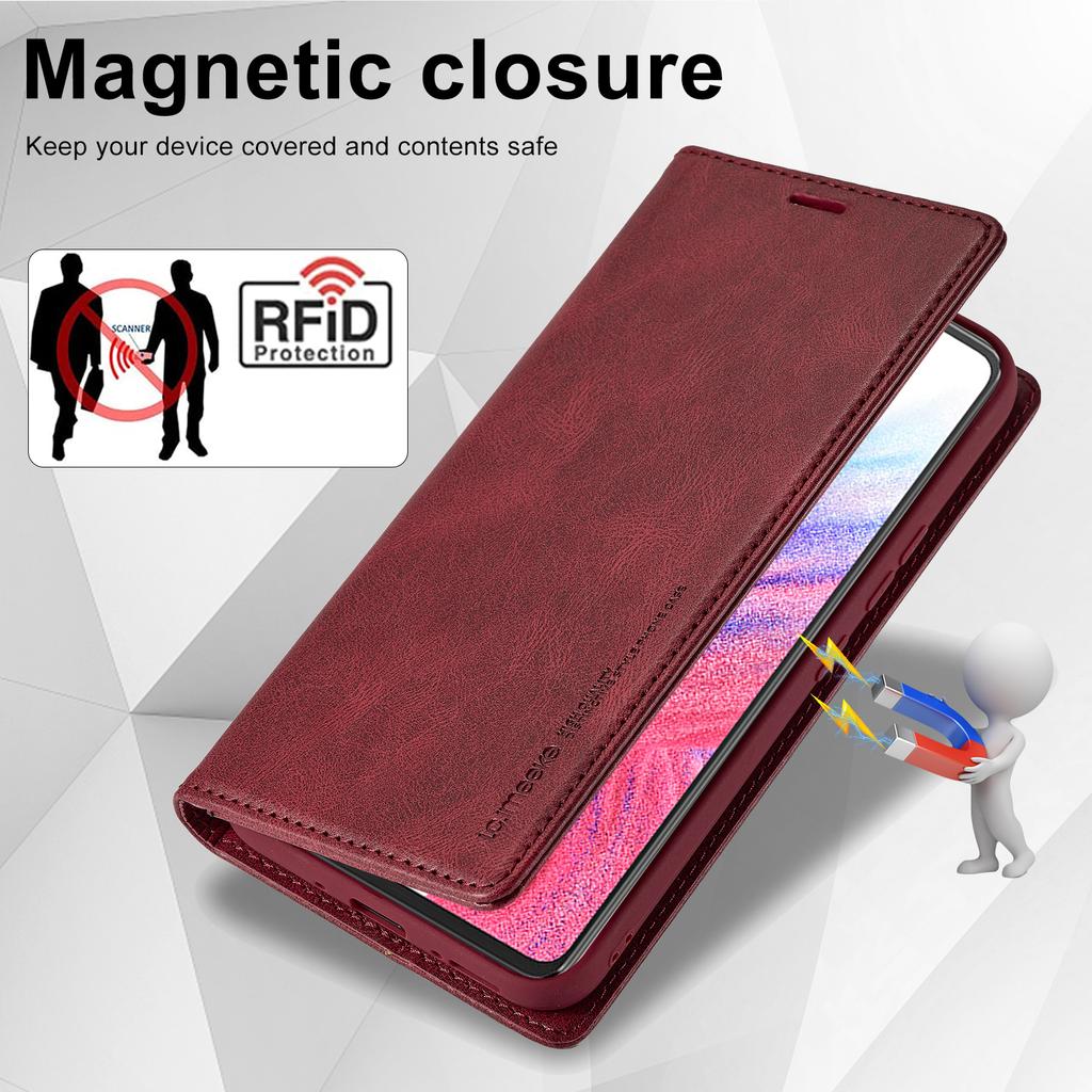 LC.IMEEKE For Samsung Galaxy A34 5G PU Leather Flip Folio Case RFID Blocking Wallet Stand Phone Cover