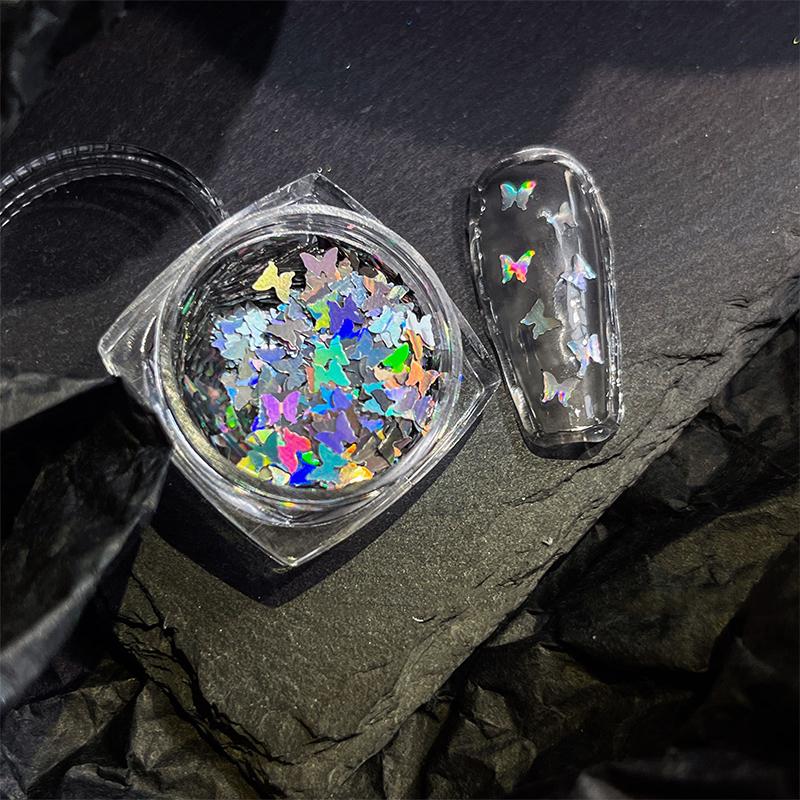 1 коробка Diy Nail Art Decor Laser Butterfly Sequin Nail Drills Chromatic Light Therapy Butterfly Diamond Manicure Design Accessories