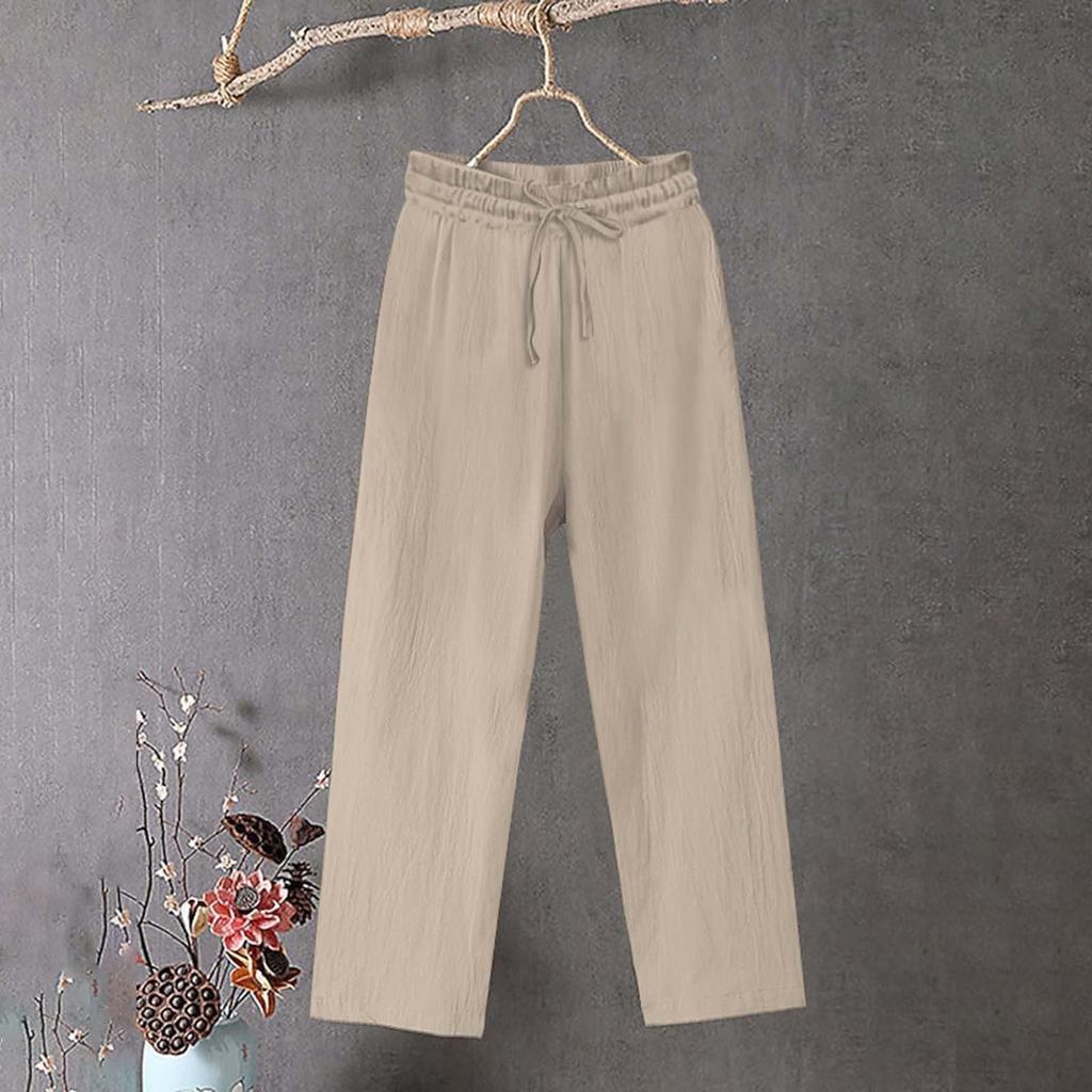 Женские широкие брюки повседневные свободные карманы однотонные эластичные летние брюки для женщин повседневные брюки