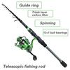 Комбинированные катушки для удочек с телескопической карбоновой удочкой и рыболовной катушкой для ловли пресноводного окуня