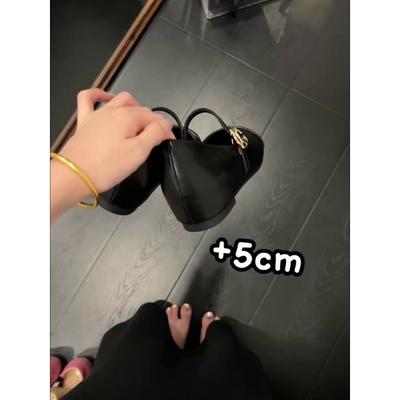 Версия из овчины~ кожаные простые туфли Мэри Джейн с острым носком женские 2025 увеличение роста пряжка на ремешке с круглым носком балетки