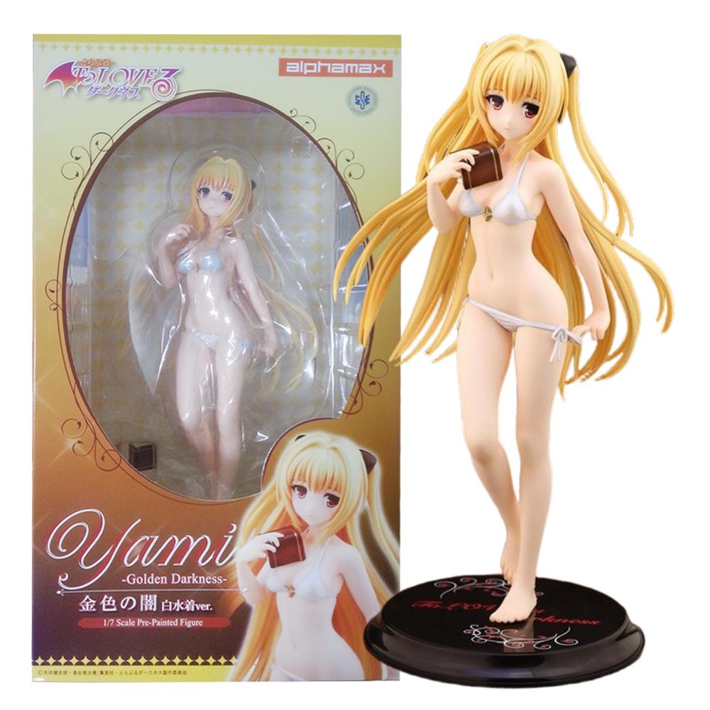 23.5CM Аниме To LOVEru Darkness Конджики но Ями 1/7 Фигурка Белый купальник версия Стоящая модель Игрушка Кукла Фигурка Действия ПВХ