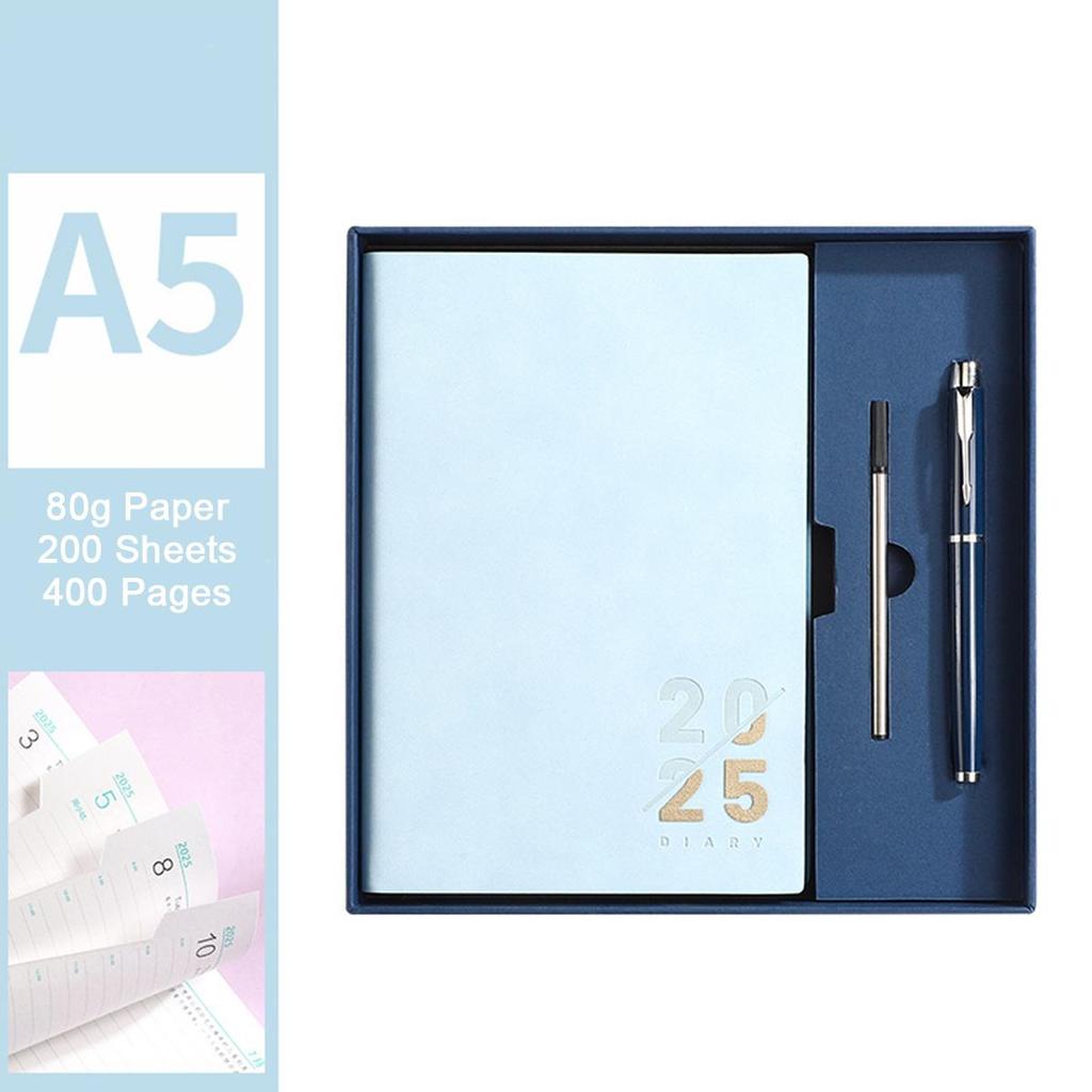 Кожаный деловой план на 2025 год формата А5, ежедневник для студентов, дневник учета на 365 дней, блокнот, памятка, 200 листов, 400 страниц