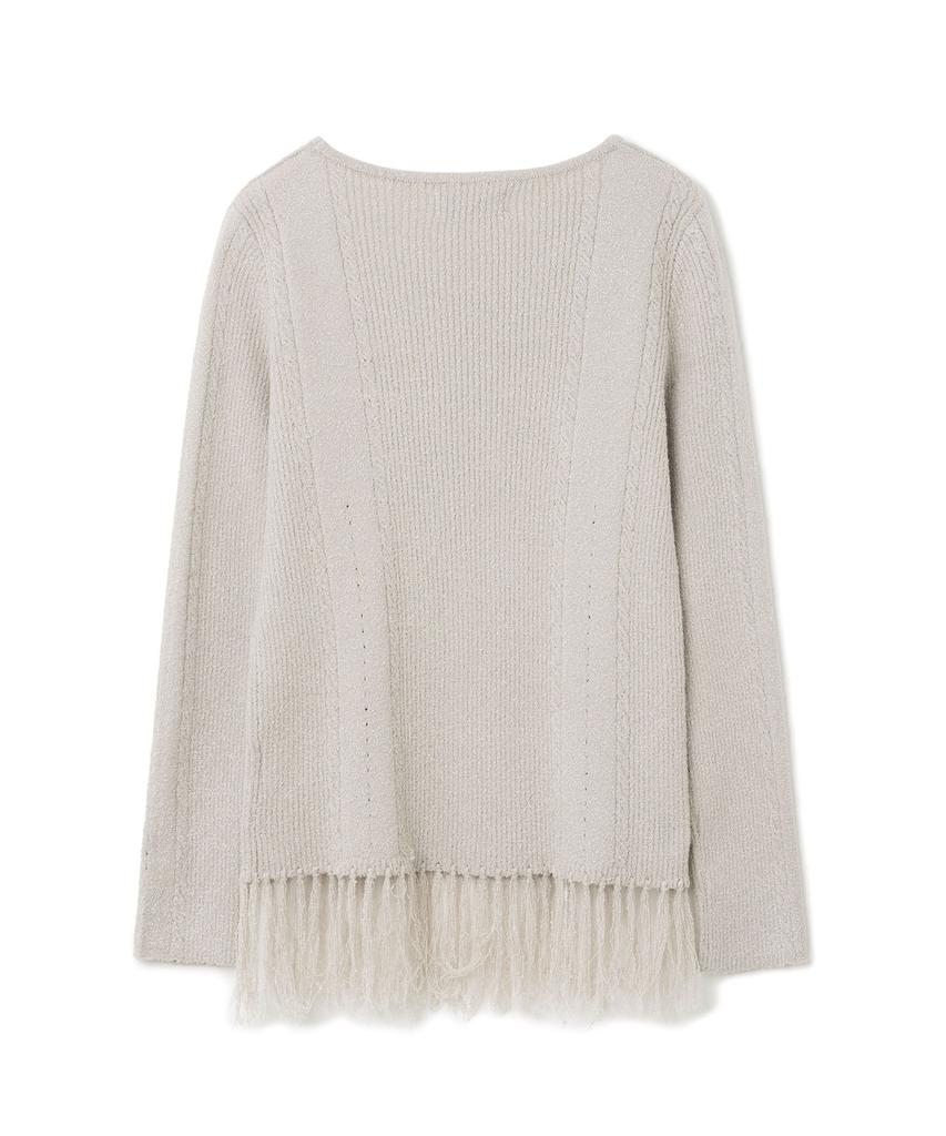 MILLO WOMEN Boucle Fringe Long Sleeve Knit [Ecru]