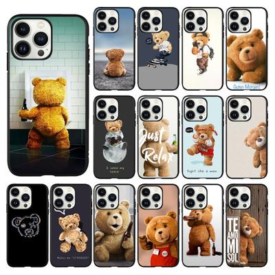 Чехол для телефона с плюшевым мишкой из мультфильма для iPhone 14 13 12 11 Pro MAX X XS Max XR Mini SE2022 6S 7 8 Plus, черный чехол
