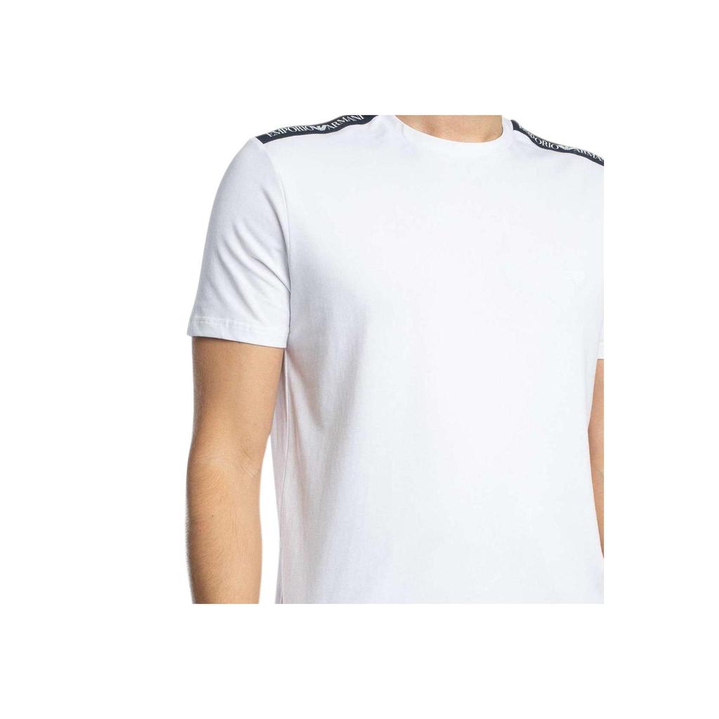 Emporio Armani Мужская футболка с коротким рукавом и круглым вырезом с логотипом-буквой Белая EM000384-AF10779-U0002